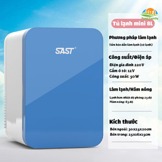 Tủ lạnh mini sast 8l làm lạnh - hâm nóng nhanh siêu tiết kiệm điện gọn gàng công suất lớn