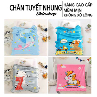 Chăn cho bé đi học tuyết nhung sữa cao cấp mềm mịn loại 1, chăn dành cho bé trai bé gái đắp 4 mùa kích thước 1mx1m4