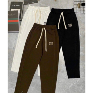 Quần baggy nữ, Quần baggy loggo  thêu chữ M co dây rút , quần vải nỉ 2 da co giãn, thời	 trang thu đông siêu ấm siêu đẹp