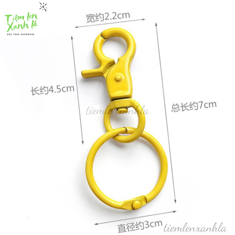 Móc khoá càng cua kèm móc tròn màu sắc pastel bằng kim loại