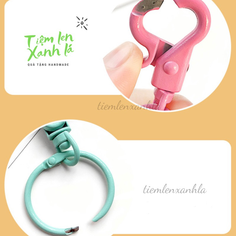 Móc khoá càng cua kèm móc tròn màu sắc pastel bằng kim loại