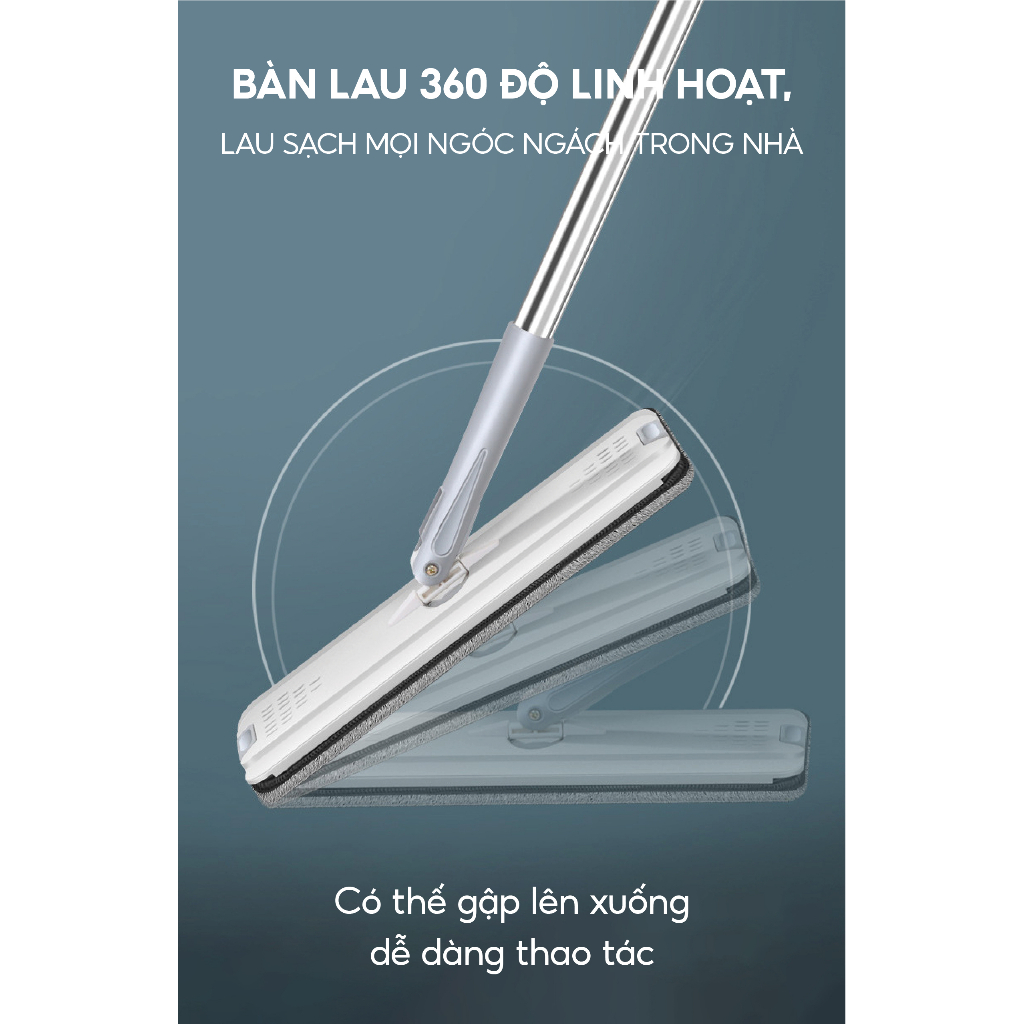 Bộ Cây Lau Nhà CHEF&CHEF mã LV-F01 Tự Vắt, Chổi Lau Nhà Thông Minh Xoay 360 Độ Tách Nước Bẩn Kèm 2 Bông Lau