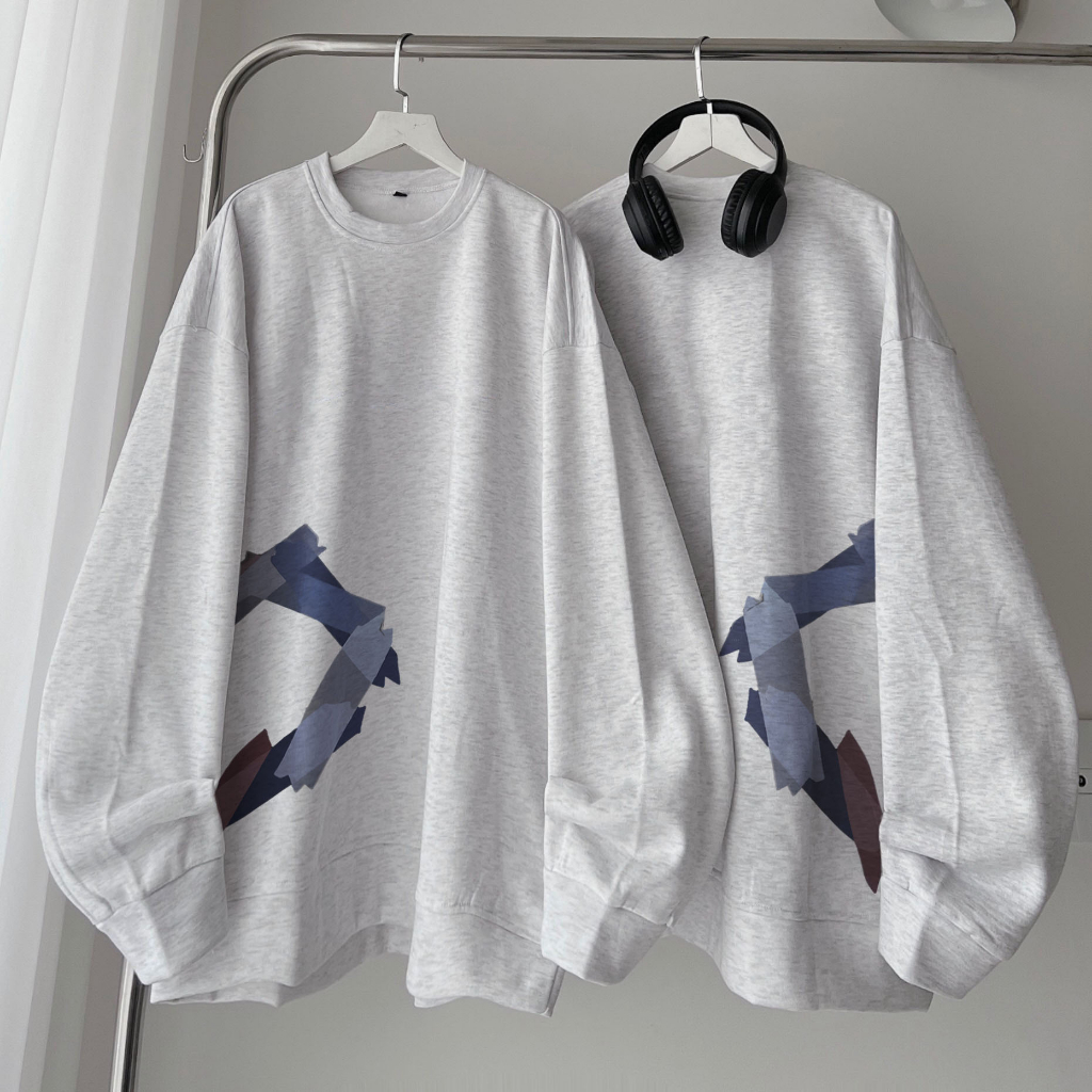 Áo đôi mùa đông sweater cổ tròn nỉ bông dài tay nam nữ unisex fom rộng hàn quốc Trái Tim Ghép Love Studio  SW122