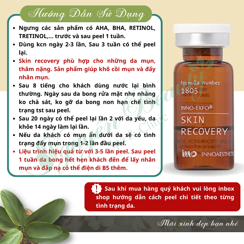 Tinh Chất Peel Tái Tạo Da Mụn Innoaesthetics Skin Recovery 5 lọ × 5ml