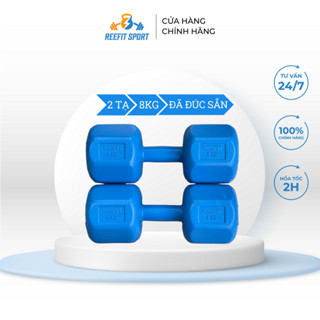 Bộ 2 tạ tay nhựa bát giác Reefit 8kg màu xanh có ruột (gồm 2 tạ 8kg, tổng 16kg)