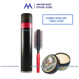 Combo Gôm Xịt Tóc Luxurious 400ml và Sáp vuốt tóc Barbershop Undercut ShaveSoap 100gr + lược tạo phồng