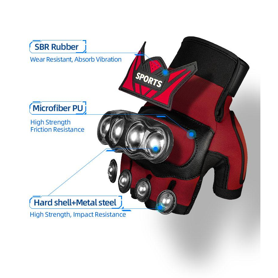 GĂNG TAY THỂ THAO RACING BIKER & SPORTS  HỞ NGÓN GÙ INOX BẢO VỆ TAY KHỎI CHẤN THƯƠNG