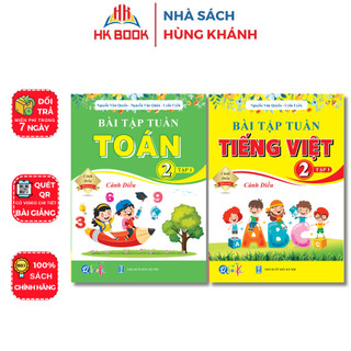 Sách - Combo 2 cuốn Bài tập Tuần môn Toán, Tiếng Việt Lớp 2 - Tập 1 - Cánh Diều - QC 221