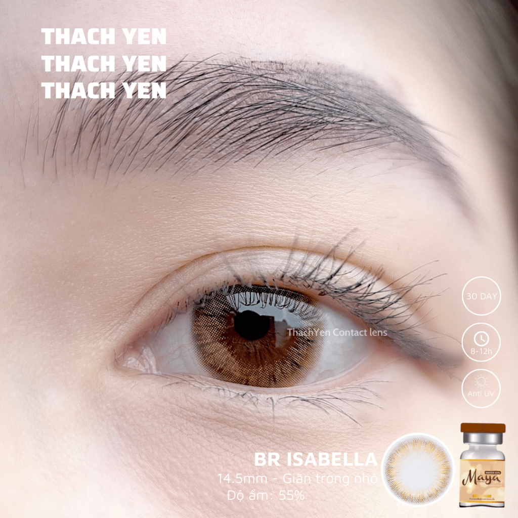 Lens Mắt Isabella Nâu Tự Nhiên Giãn Nhỏ 0-10 độ kính áp tròng