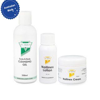 Bộ sản phẩm Kem Bôi, Gel Rửa, Lotion dành cho Vẩy Nến móng, Nấm móng Dr Michaels Nailinex - OTC ( Australia )
