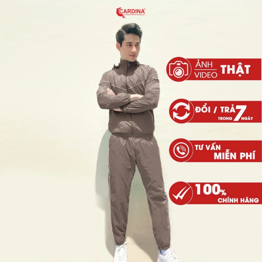 Bộ Quần Áo Gió Thể Thao thu đông Nam Nữ 2 Lớp cao cấp 𝐂𝐀𝐑𝐃𝐈𝐍𝐀, vải gió mềm mịn, chống nhăn,chống mưa