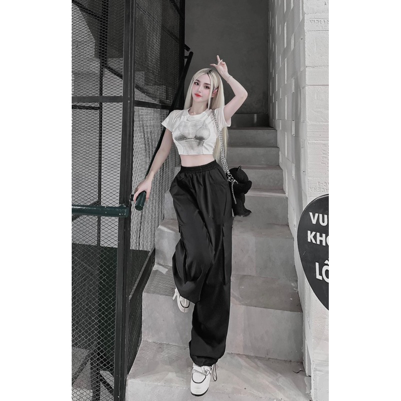 Set Áo Hình Bra Croptop + Quần kaki mịn chất Đẹp maB, Set Thể thao sexy Ống Bo quần dài