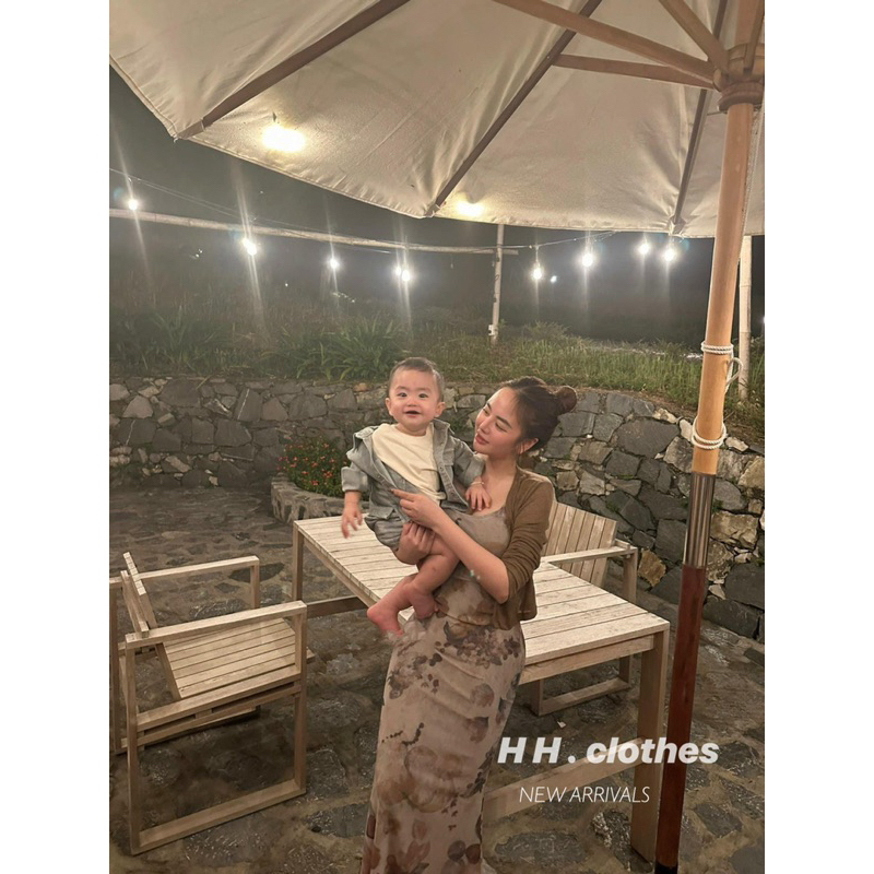 Set 2 Món Đầm Hoa Nhí Hoạ tiết + Áo Khoác Thun Ôm maB, Váy Ôm Body dài