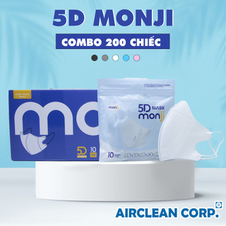 Khẩu Trang 5D MONJI - Thùng 200 Chiếc Khẩu Trang Y Tế 3 Lớp Kháng Khuẩn