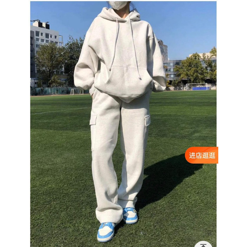 Set Bộ Nỉ TRƠN túi hộp xám tiêu. Bộ Đồ Hoodie Form Rộng , Quần Jogger Phong Cách Hàn Quốc Ulzzang