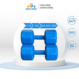 Bộ 2 tạ tay nhựa bát giác Reefit 7kg màu xanh có ruột (2 tạ 7kg )