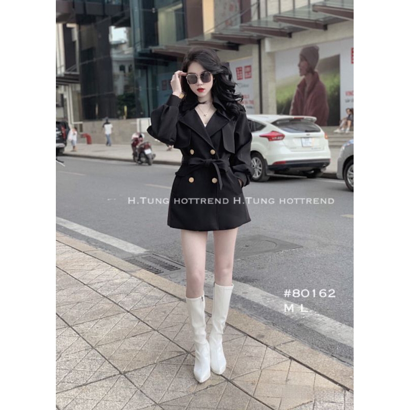 Áo khoác măng-tô 2 lớp khuy đồng kèm dây thắt eo, bigsize 60-93kg