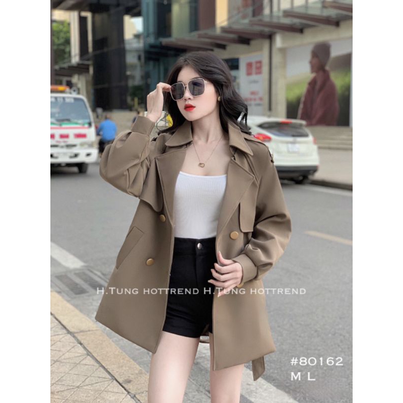 Áo khoác măng-tô 2 lớp khuy đồng kèm dây thắt eo, bigsize 60-93kg