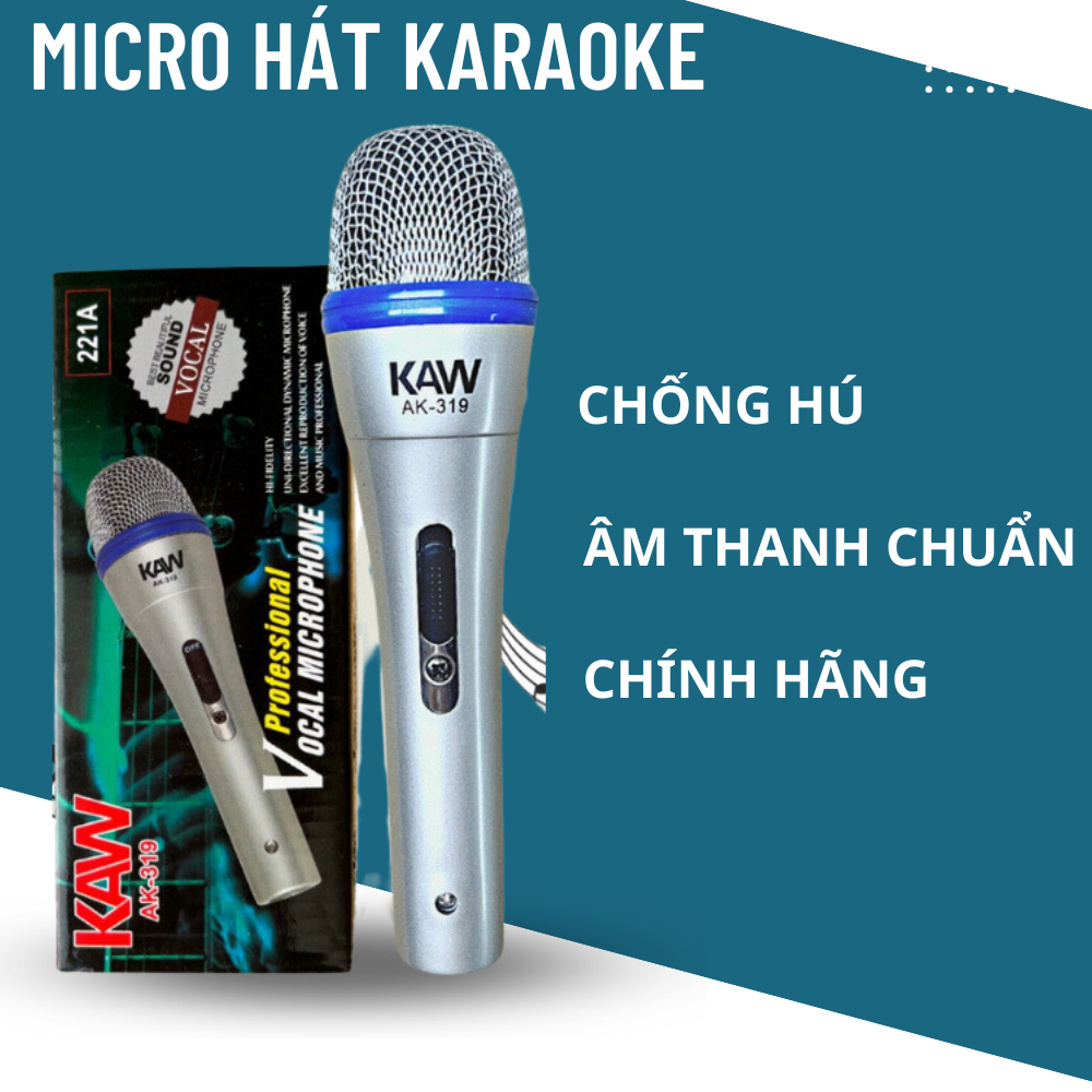 Mic hát karaoke giá rẻ Kaw - Hàng Chính Hãng, chống hú, chống rè cực tốt