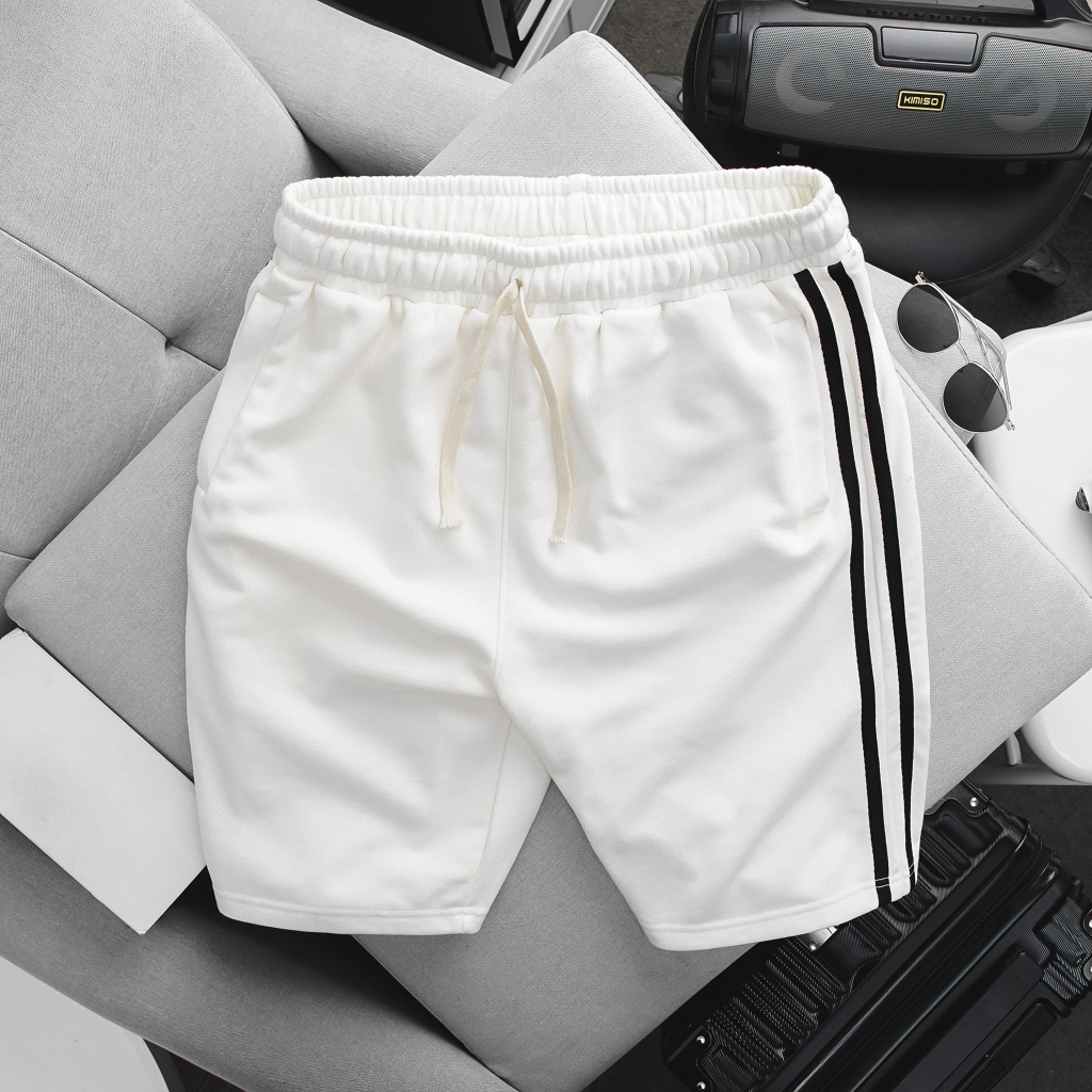 Quần short thun nỉ da cua viền 2 sọc in logo thời trang cỡ đại 140kg