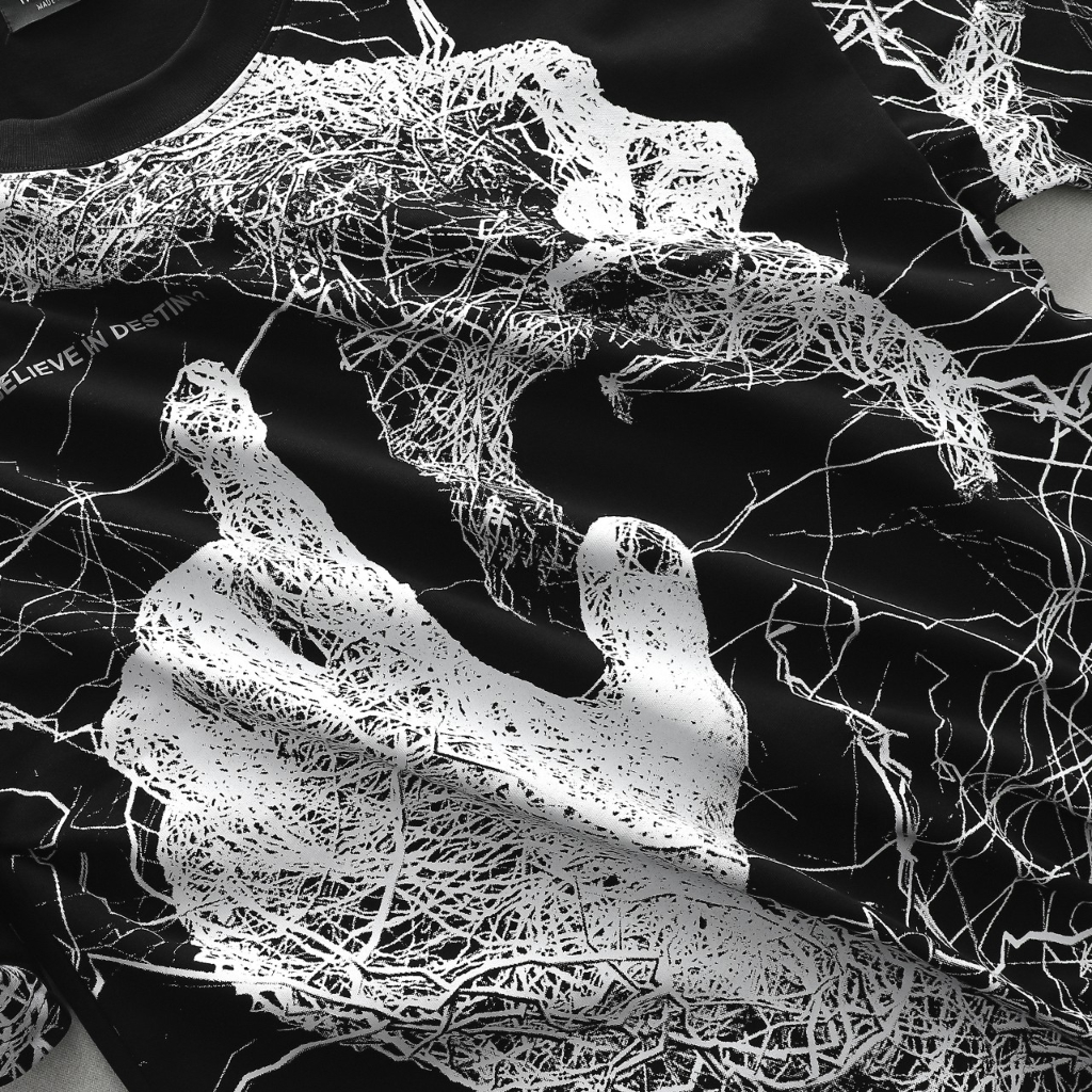 Big size - Áo thun nam big size in lụa kết hợp charm <130kg - hình bàn tay