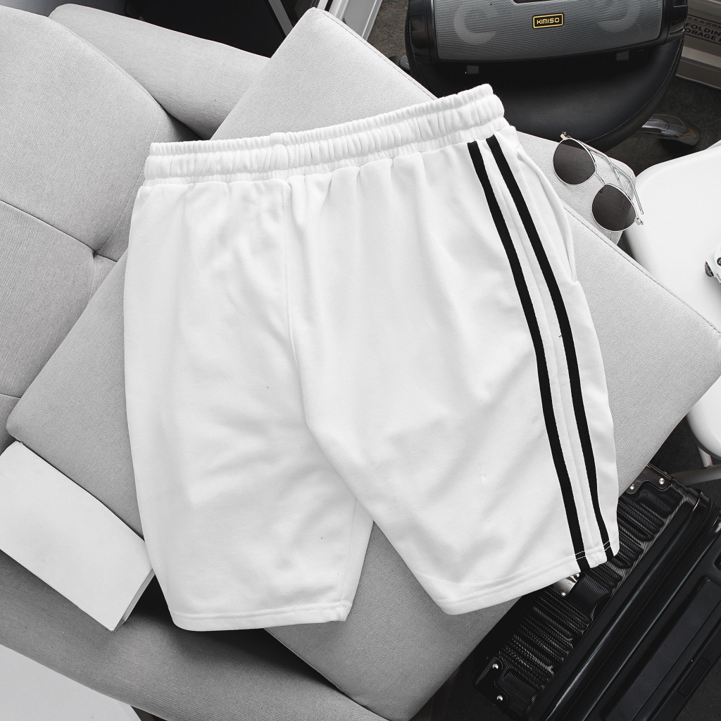 Quần short thun nỉ da cua viền 2 sọc in logo thời trang cỡ đại 140kg