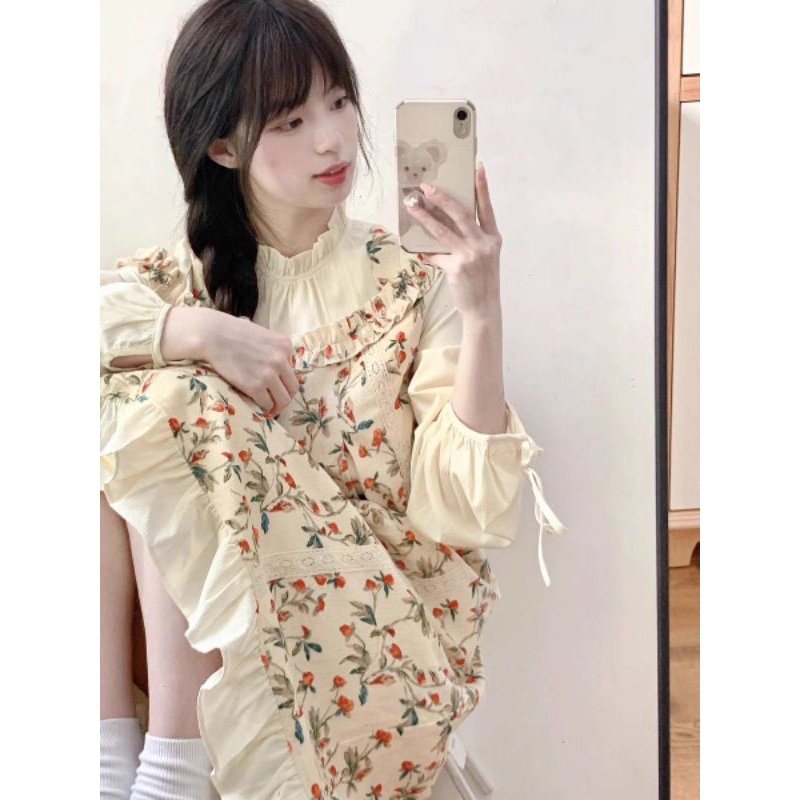 ĐẦM TAY DÀI HOẠ TIẾT HOA