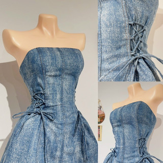 ĐẦM JEANS CÚP NGỰC ĐAN DÂY DÁNG NGẮN XOÈ SEXY