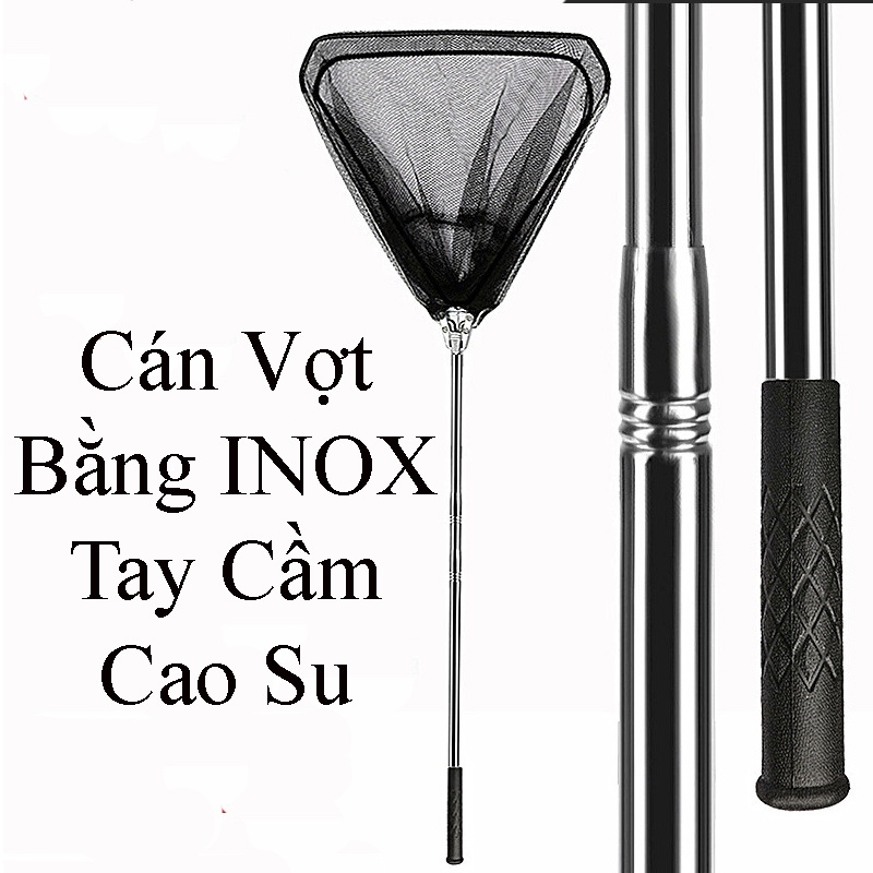 Vợt Cá inox Tam Giác Liền Vành , Vợt Cá Gấp Gọn 1m7- 2m1-2m5 - VLV