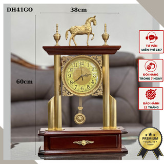 [FREESHIP] Đồng hồ để bàn con ngựa mang phong cách tân cổ điển sang trọng DH41GO - Chất liệu gỗ và đồng cao cấp.