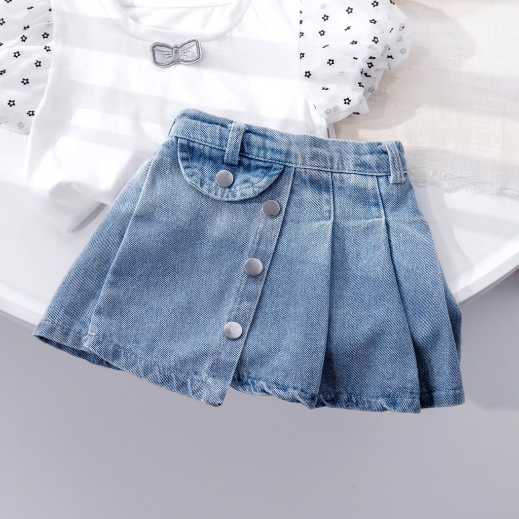 Chân Váy Jean Xếp Ly A1828 Cho Bé Gái - Jumping Beans Official Store
