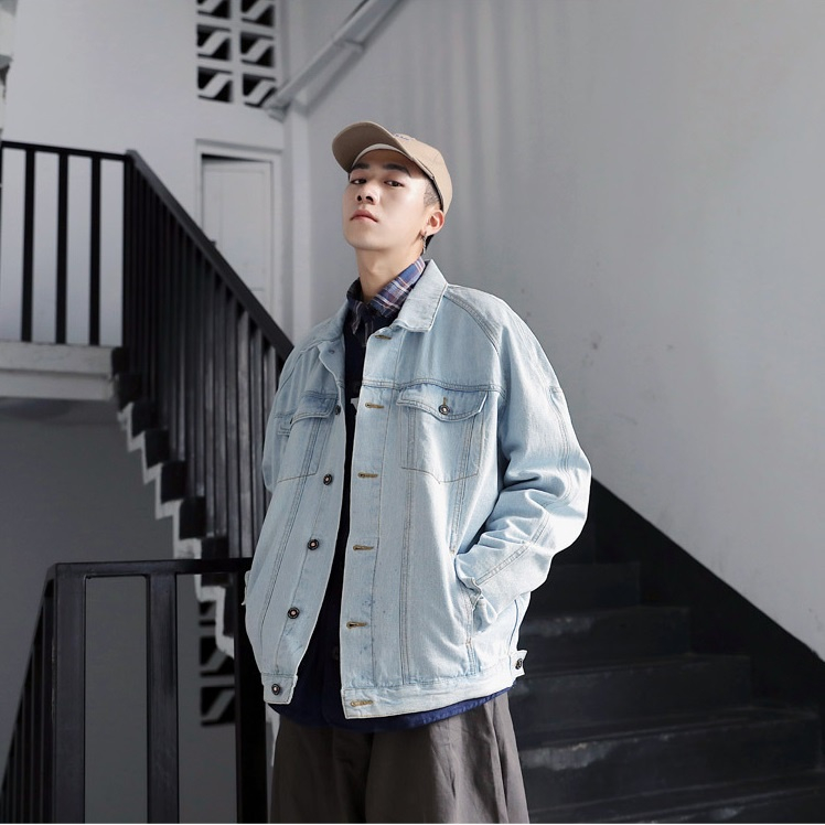 Áo Khoác jean nam nữ Form Rộng, áo khoác bò Unisex Màu Xanh Đen size SML - Sogeum
