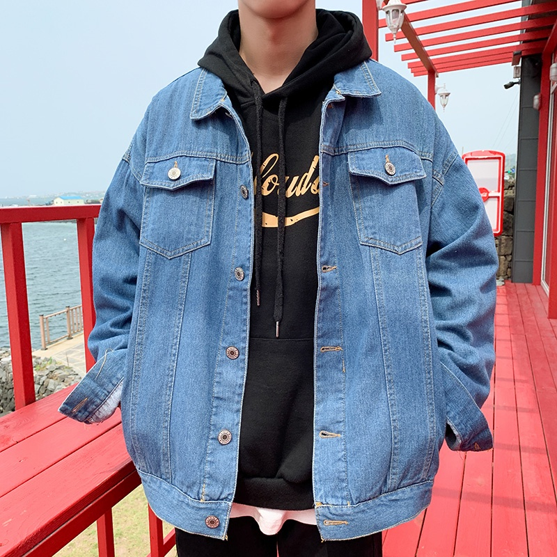 Áo Khoác jean nam nữ Form Rộng, áo khoác bò Unisex Màu Xanh Đen size SML - Sogeum