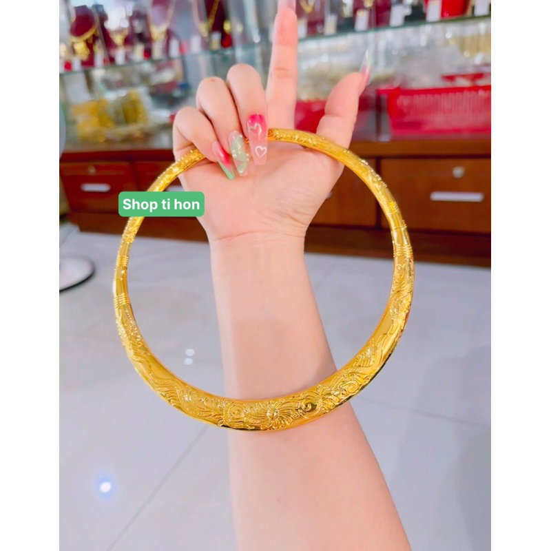 Kiềng hoa bản dẹt mạ vàng 24 cao cấp mẫu mới về ( kiềng 3 chỉ )