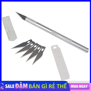 Bộ Dao Khắc Kỹ Thuật 5 Lưỡi Bằng Kim Loại, Cán Nhôm Chạm Khắc, Cắt Tỉa, Thủ Công Mỹ Nghệ Tiện Dụng, Lưỡi Dao Thép