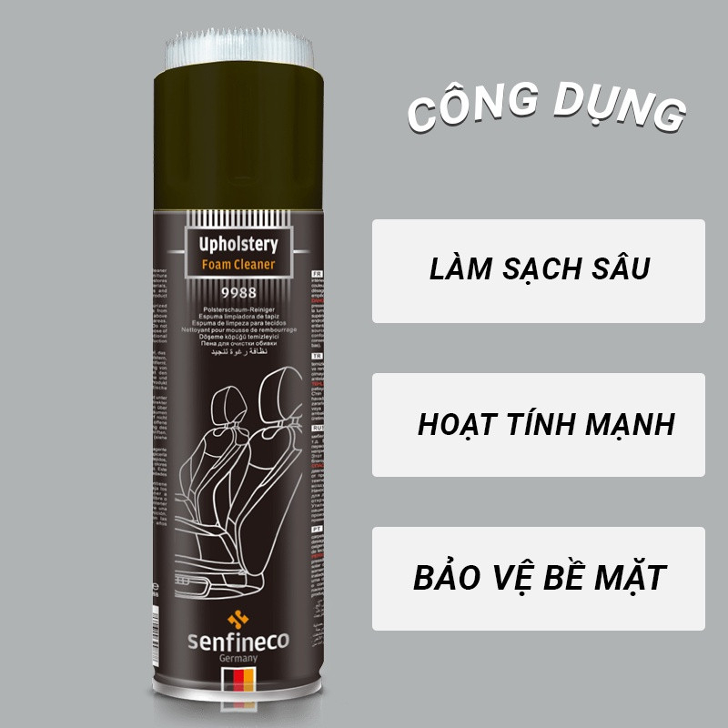 Xịt Vệ Sinh Nội Thất Xe Oto SENFINECO 9988 Upholstery foam cleaner