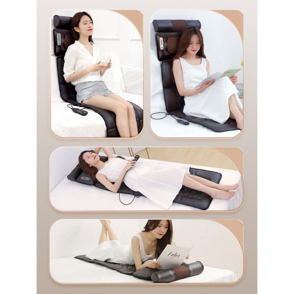 Đệm massage toàn thân, nệm massage xoa bóp kèm gối thảo mộc và massage chân, máy massage cổ vai gáy