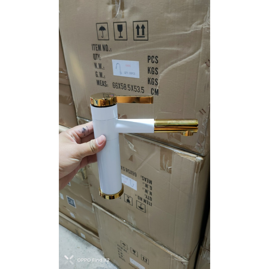 Vòi Lavabo vòi rửa mặt inox Thân Tròn nóng lạnh mỏ xoay cao cấp