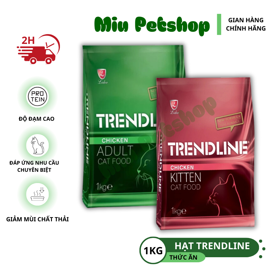 Hạt cho mèo TRENDLINE, hạt dinh dưỡng cho mèo TRENDLINE Túi hãng 1KG Hạt dinh dưỡng cho mèo.