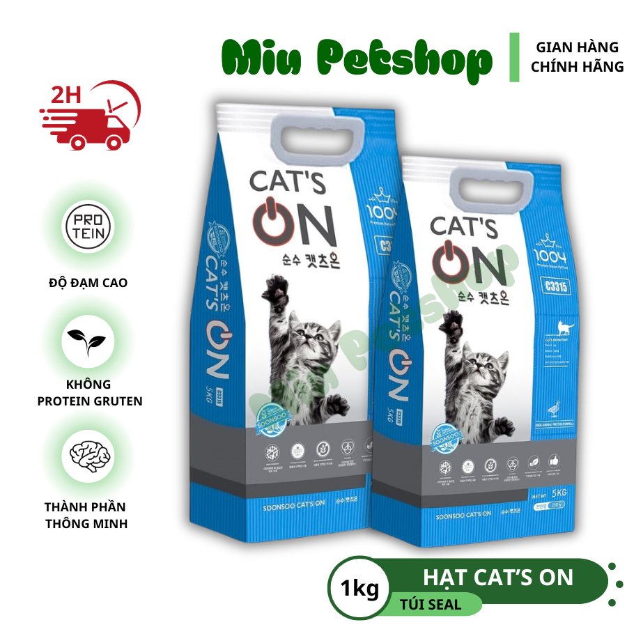 Hạt cho mèo CatsOn Chi.a Túi 1kg,Hạt cho mèo mọi lứa tuổi Cat On xuất xứ Hàn Quốc,Thức ăn mèoTúi 1kg