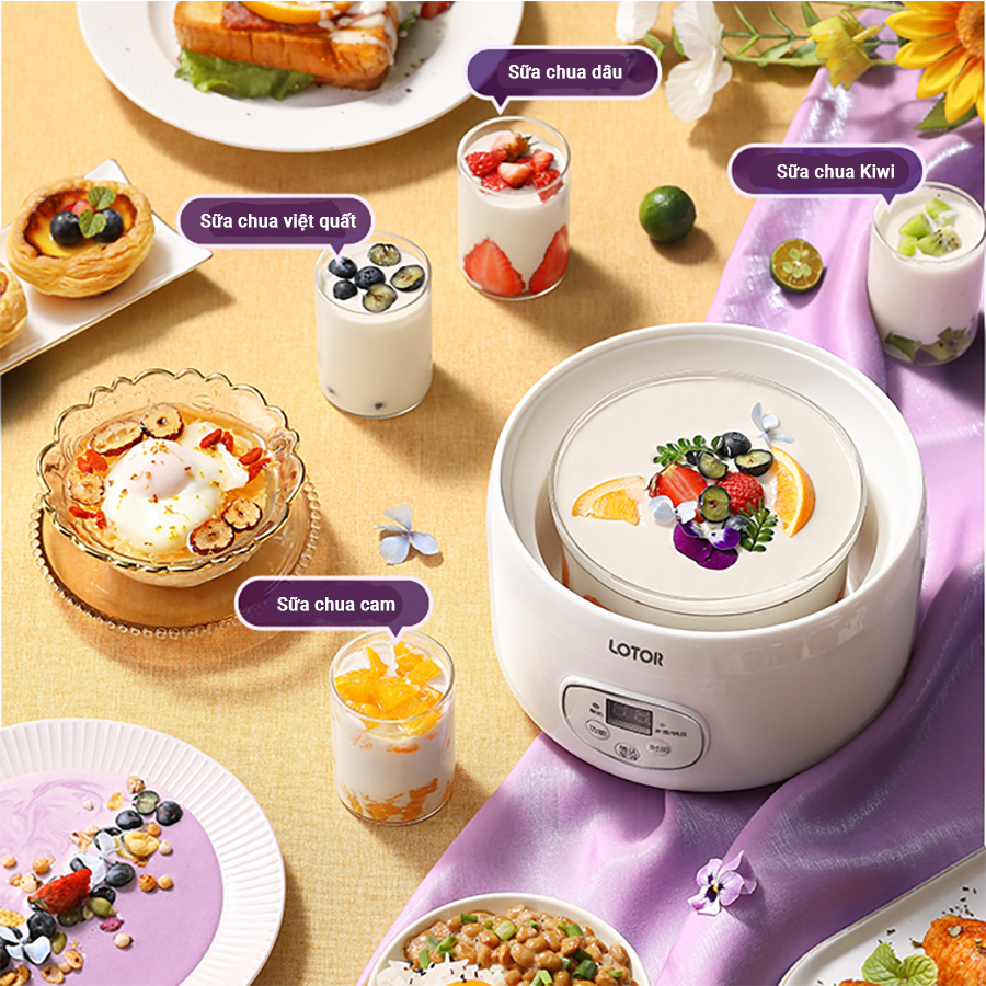 Máy Làm Sữa Chua Lotor TW-303A Kèm 1 Hũ Thuỷ Tinh 1L 3 Hũ Thuỷ Tinh 100ml Hàng Chính Hãng Bảo Hành 12 Tháng