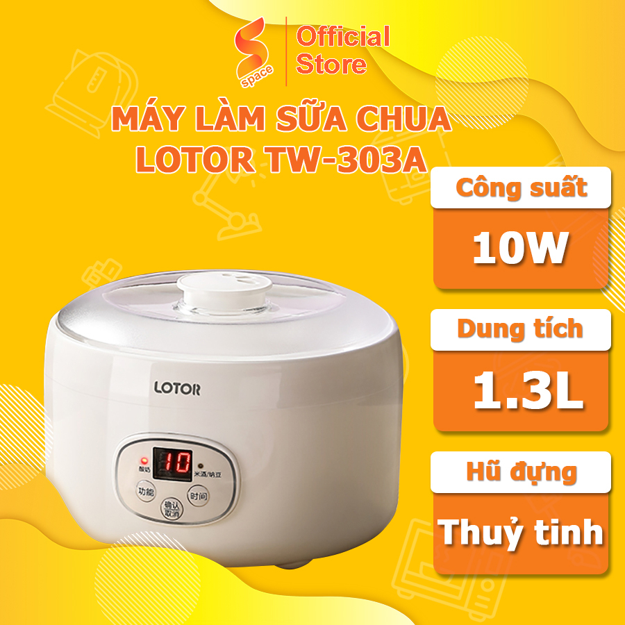 Máy Làm Sữa Chua Lotor TW-303A Kèm 1 Hũ Thuỷ Tinh 1L 3 Hũ Thuỷ Tinh 100ml Hàng Chính Hãng Bảo Hành 12 Tháng