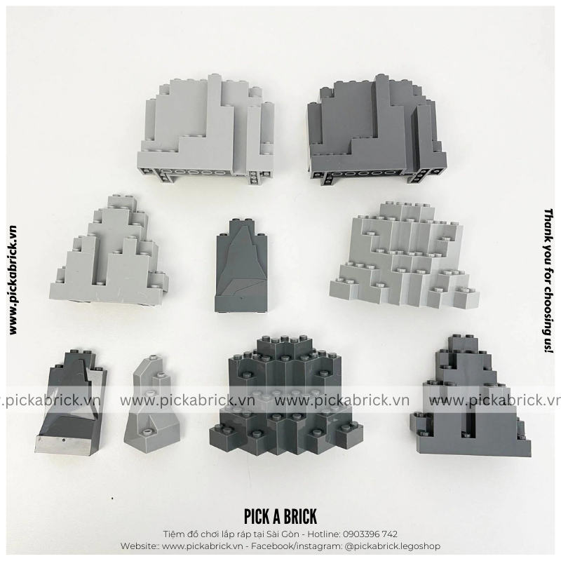 Đồ chơi lắp ráp Hòn non bộ Núi đá Viên đá - Phụ kiện MOC xếp hình mô hình địa hình gạch MOC cục đá xây dựng