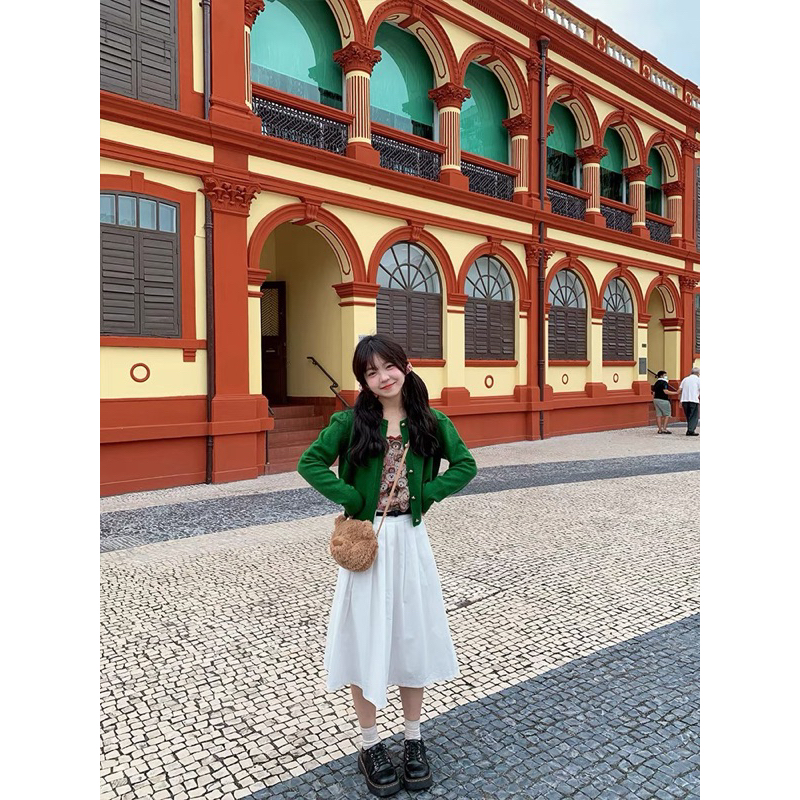 CHOUCHUU Áo khoác len cardigan vai bồng trẻ trung nhà Yuki