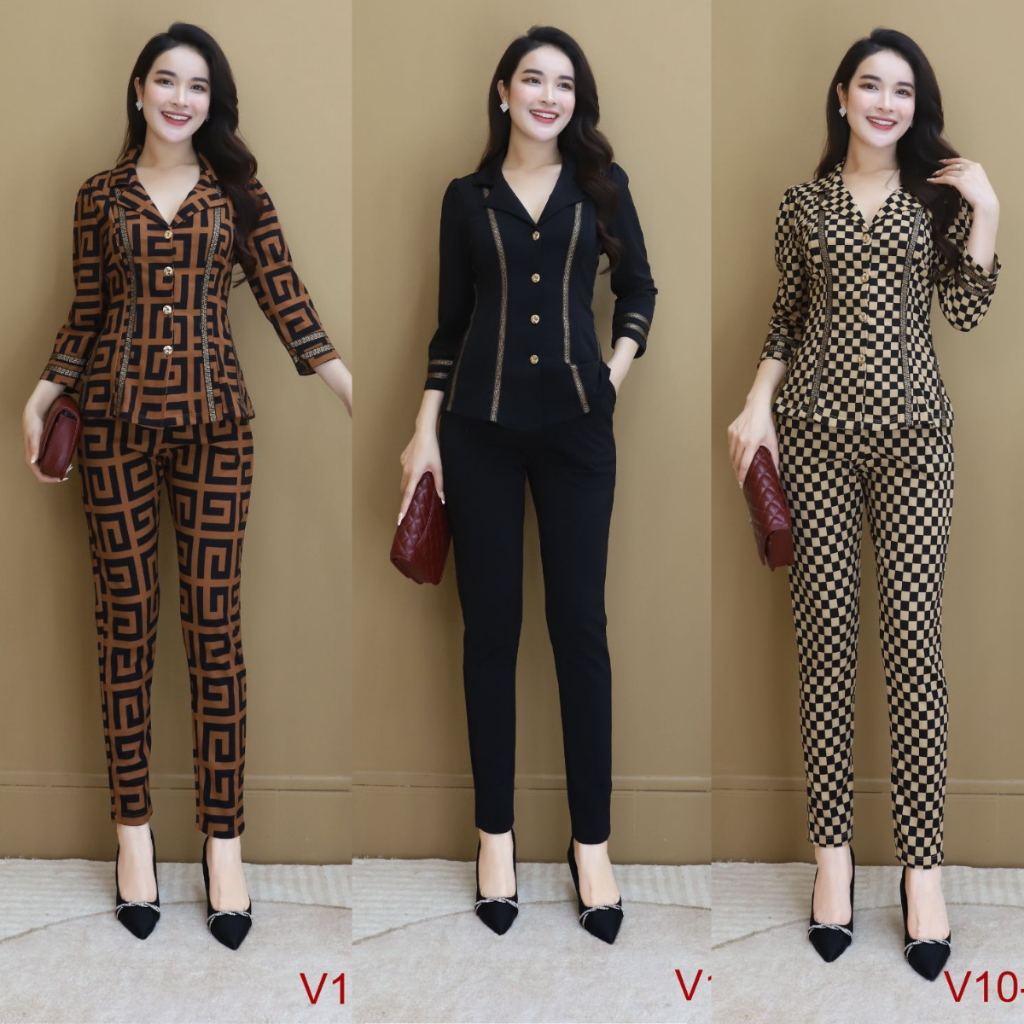 set vest nữ cao cấp, áo vest nữ hiện đại thiết kế sang trọng chất liệu thun mỹ áo vest nữ 4 màu Mã V10