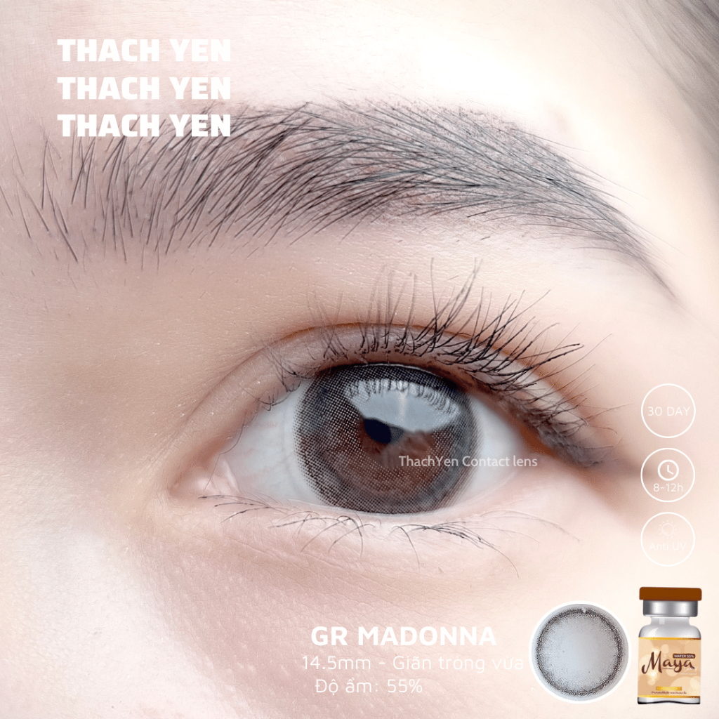 Lens Mắt Madonna Xám Tự Nhiên giãn vừa - 0-10 độ kính áp tròng