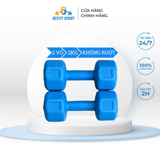 Bộ 2 vỏ tạ tay nhựa bát giác Reefit 2kg màu xanh không ruột chưa nhồi
