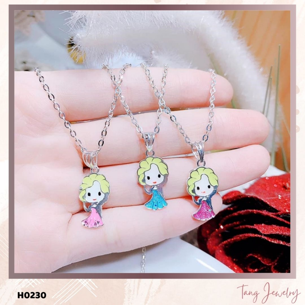 TANG H0230 - Dây chuyền/Vòng cổ mặt rời bạc hình công chúa băng giá Elsa dành cho bé gái
