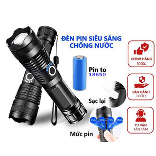 Đèn pin xhp siêu sáng cầm tay pin trâu - đèn siêu sáng mini, vỏ kim loại chống nước bền bỉ - 5 chế độ chiếu sáng