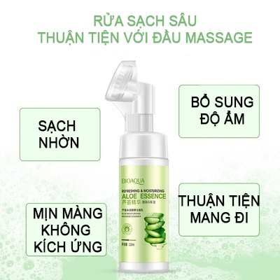 Sữa rửa mặt tạo bọt đầu cọ silicon tinh chất nha đam bioaqua 120ml sạch sâu, sáng mịn da